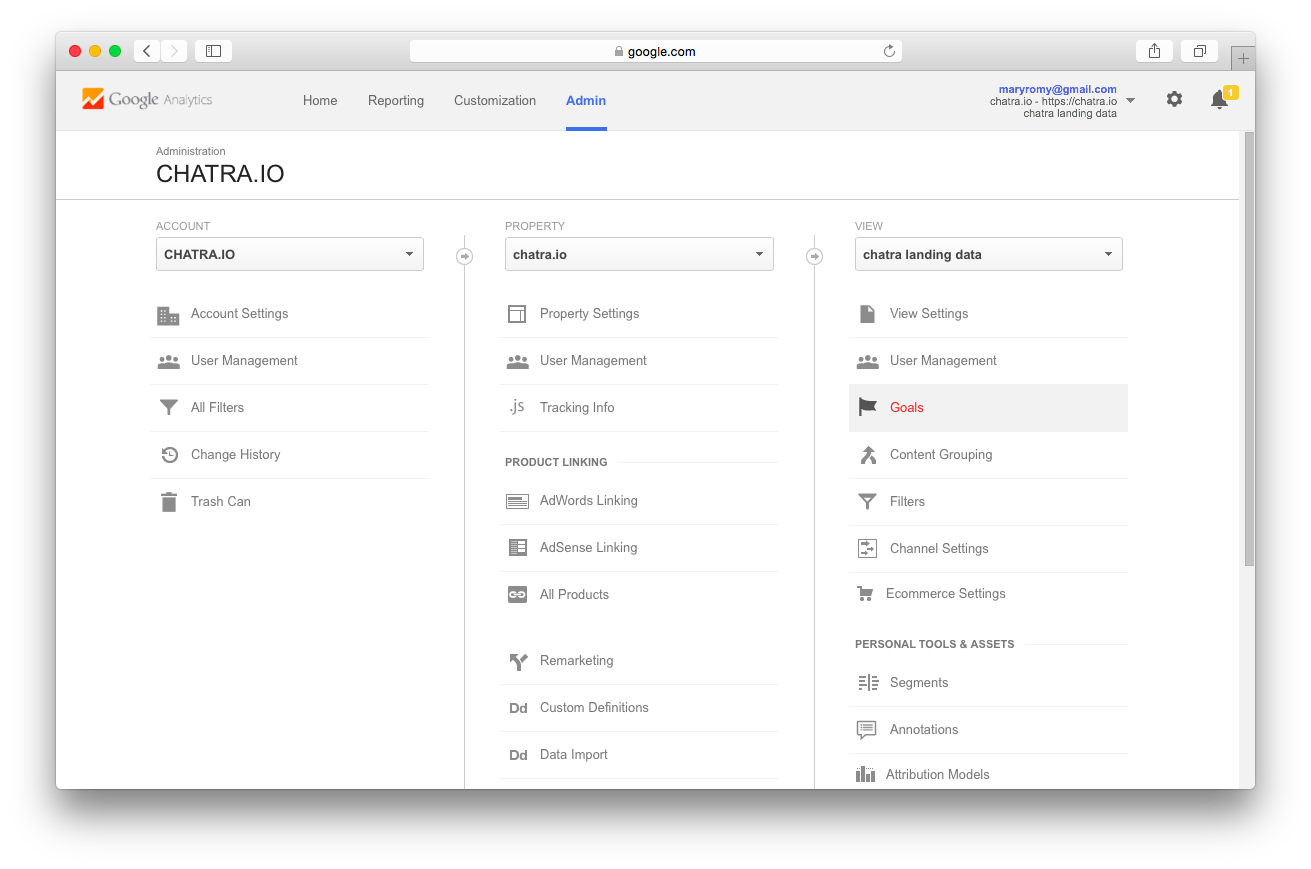 “Admin” sections screenshot