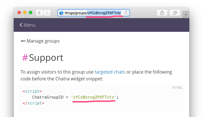 Agend group page in Chatra dashboard