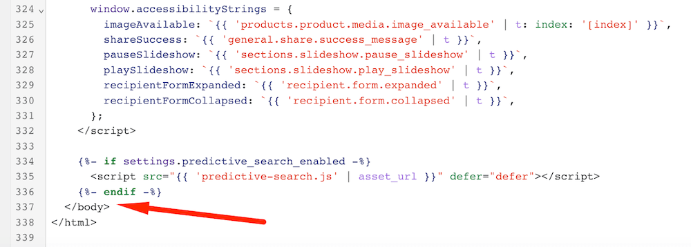 Shopify </body> тэг