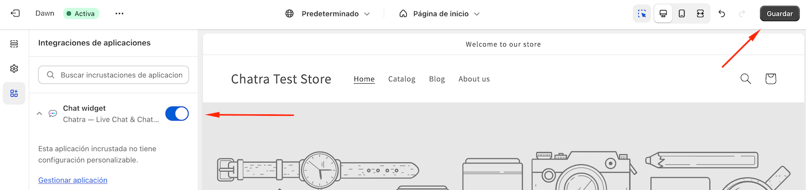 Activar la aplicación Chatra en Shopify