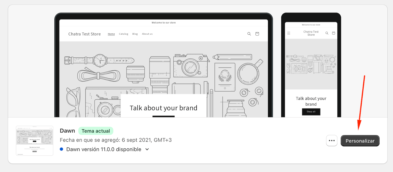 Shopify 'Personalizar'