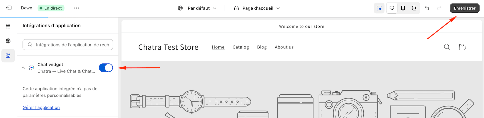 Activer l'application Chatra dans Shopify