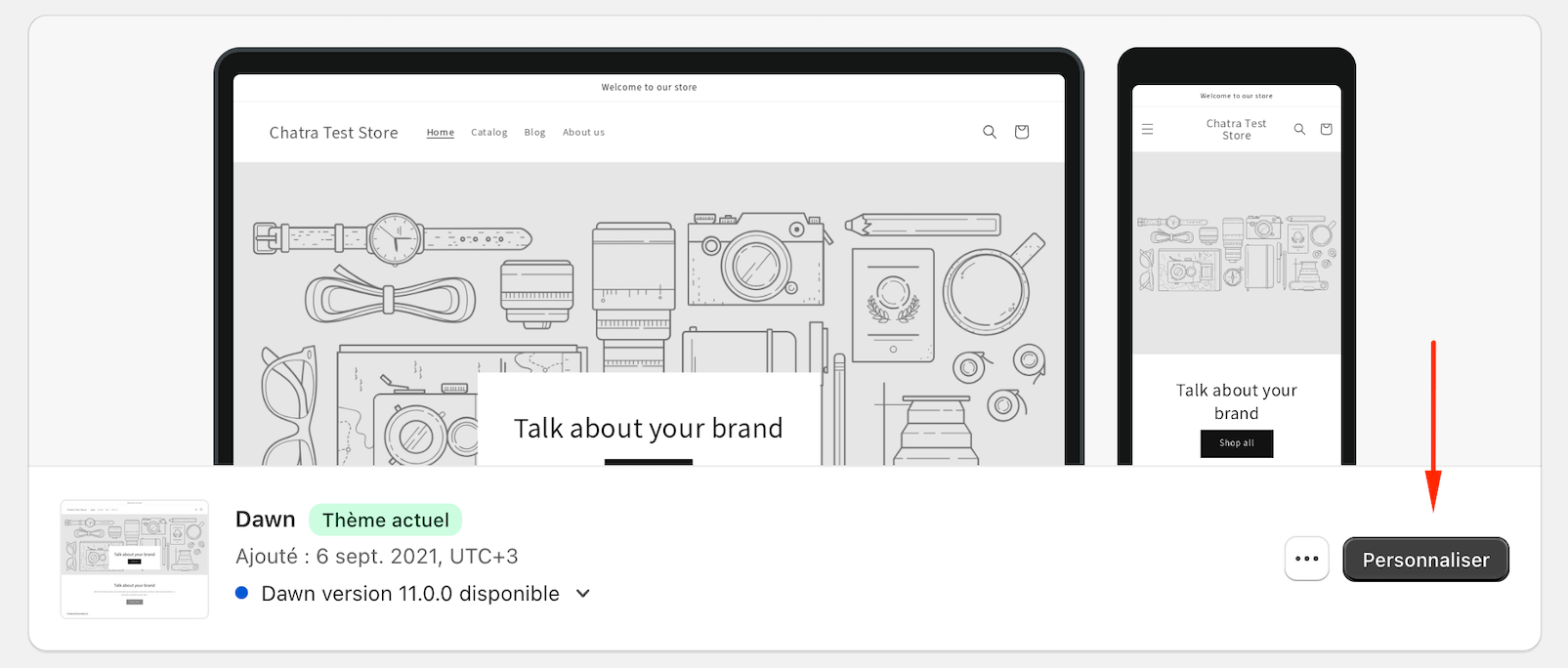 Shopify 'Personnaliser'